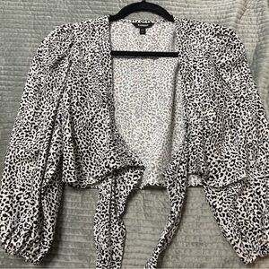 Express Black and White Leopard Print Blouse